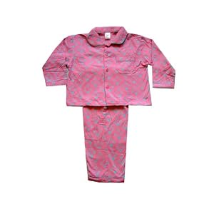 Girls Cotton Two Piece Pajama in Rose Pink Hearts Ages 2-14 years