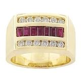 14K Yellow Gold Man's Ruby and Diamond Ring