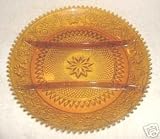 Duncan Miller Amber Sandwich Glass Relish Tray