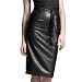 BGSD Women's Belted Lambskin Leather Pencil Skirt - Black XL