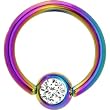 Rainbow Crystal Austrian Crystal Anodized Titanium Ball Captive Ring