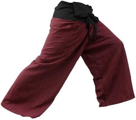"DBTHAILAND" BEAUTIFUL UNISEX 2 Tone Thai Fisherman Pants Yoga Trousers Free Size Cotton