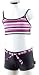 Sports : ELEMAR Bustier Bikini Hot Pants mit G&uuml;rtel Schwarz Lila gestreift, Gr.: 140