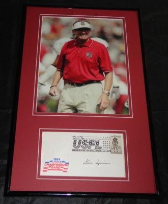 Steve Spurrier Signed Framed 11x17 Photo Display PSA/DNA South Carolina USC - Framed College Photos, Plaques and Collages