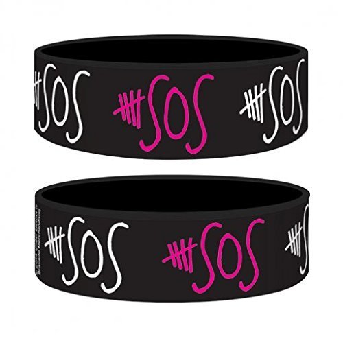 5 Seconds Of Summer - 5SOS - Rubber Wristband / Bracelet (Logo / Pink &amp; White)