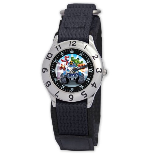 Marvel Comics Kid's MA0103-D2756-BlackVelcro Marvel Super Hero Squad Classic Time Teacher Watch