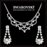 「スワロフスキーピアス/スワロフスキー ネックレス / ドレス ネックレス/パーティーネックレス/結婚式ネックレス/ウエディングネックレス/結婚式 ネックレス/ネックレス スワロフスキー/ウェディング アクセサリー/ネックレス セット【即日発送】【メール便送料無料】パーティーイヤリング/パーティーピアス」の画像