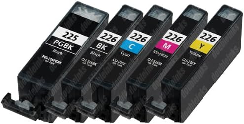 5 Pack Canon PGI-225BK, CLI-226BK, CLI-226C, CLI-226M, CLI-226Y compatible ink cartridges with chips for Canon Pixma iP4820, iP4920, iX6520, MG5120, MG522, MG5320, MG6120, MG6220, MG8120, MG8120B, MG8220, MX882