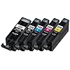 Compatible Ink Cartridge Replacement for Canon PGI225 and CLI226 (1 Large Black 1 Small Black 1 Cyan 1 Magenta 1 Yellow) 5 Pack