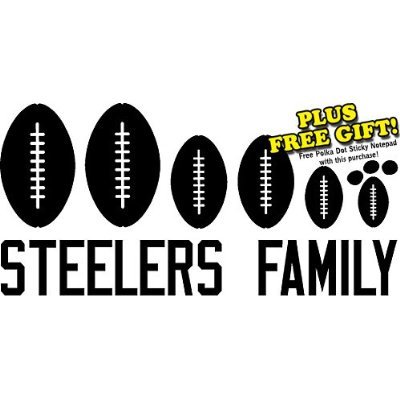 Steelers Football Family Vinyl Wall / Car Decal Stickers + Plus Free Polka Dot Sticky Notepad