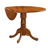 International Concepts T04-42DP Round Dual Drop Leaf Ped Table Oak 42 
