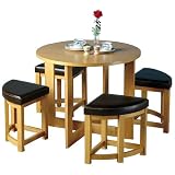 Sherwood Mocha Stowaway Dining Table & 4 Chairs Set Small Family Kitchen Table