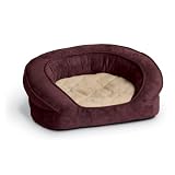 K&H Deluxe 40-Inch Round Ortho Bolster Sleeper, Large, Eggplant Paw Print