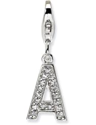 Sterling Silver CZ Letter A w/Lobster Claw Clasp Clasp Charm