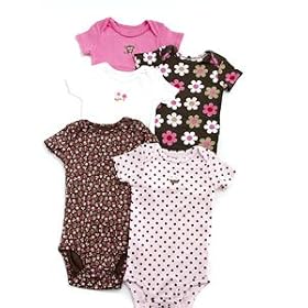 Buy Infant and Toddler Girls Brown pink Carter's Bodysuit 5 Pack (3 months) by carter's