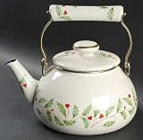 Lenox China Holiday (Dimension) Metal Kettle with Lid, Fine China Dinnerware