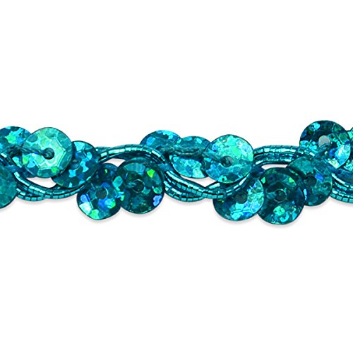 Expo International Alison Wavy Sequin Braid Trim Embellishment, 20-Yard, Turquoise