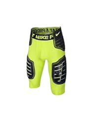Sports: Nike Mens Pro Combat Hyperstrong 3.0 Compression Hard-plate 3/4 Football Pants (XL, Volt/Black) - Nike