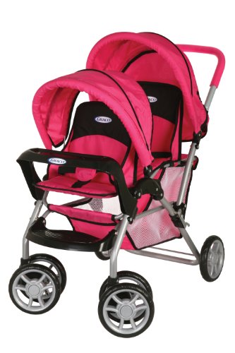 Graco Duoglider Dolls Twin Stroller Hot Pink & Blue Picture