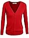 OLLIE ARNES Womens Basic Chic Long Sleeve Solid Button Up V-Neck Knit Cardigan