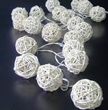 Creamy White Rattan Cane Balls Fairy Light String 220v 3 Meters Long