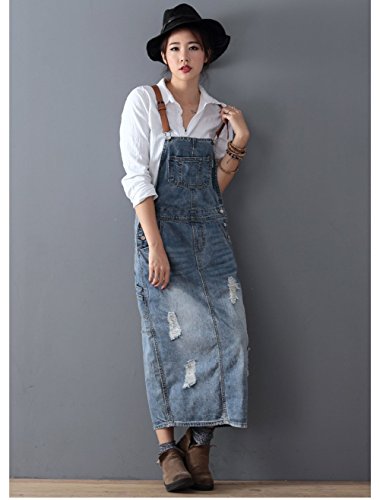 (チェリーレッド) CherryRed レディース ファッション デニムサロペット デニムスカート ダンガリー ジャンパースカート ロング丈