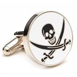 White Calico Jack Pirate Skull Cufflinks Cuff Links