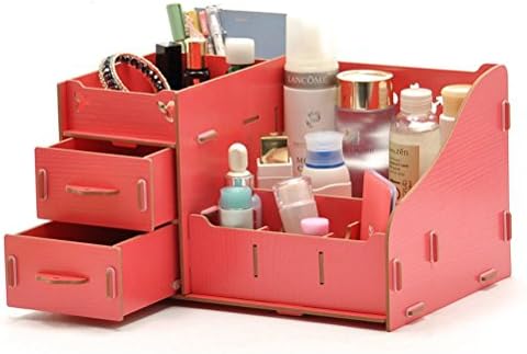 MIXUEER 32 DIY Wooden Drawer Desktop Cosmetic Storage Box 12.2"x8.26"x7.08" Watermelon Red