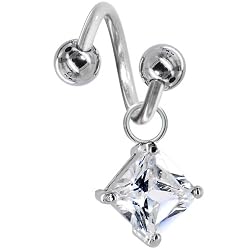 Crystalline Gem Solitiare Spiral Twister Belly Ring