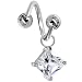 Crystalline Gem Solitiare Spiral Twister Belly Ring