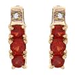 Earrings With 0.50ctw Precious Stones - Genuine Garnets and Topazes Beautifully Designed in Yellow Gold Length 11mm