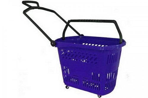 Medium Trolley Basket Rolling Basket - Blue (Blue) (14.6