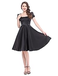 Puff Sleeves Short Sleeves Vintage Ruched Short Square Neck Satin Prom Dress 