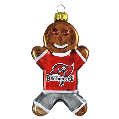 NFL Tampa Bay Buccaneers Blown Glass Gingerbread Man Ornament