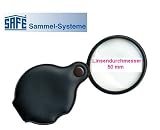 Produkt-Bild: SAFE Nr. 9847 Einschlaglupe Tascheneinschlaglupe Rund 3,5 x FACHE VERGR&Ouml;&szlig;ERUNG LINSE Echtglas 50 mm im wattiertem Etui mit Samtauflage
