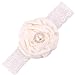 DZT1968 Baby Girl Wide Lace Turban Headband Head Wrap Hair Band With Pearl Flower (Beige)