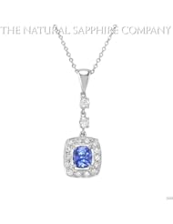0.75ct. Natural Untreated Blue Sapphire Pendant with 16 Diamonds 0.26ct. total.