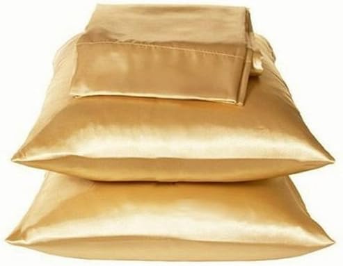 Dreamkingdom King Solid Silky Satin Pillow Cases - Gold ( Pack of 2 )