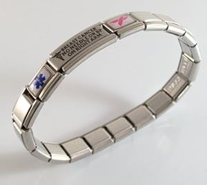 Breast Cancer Lymphedema Medical ID Alert Italian Charm Bracelet Right