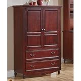 Wren's Nest Armoire w/ Metal Leaf Hardware Antique White