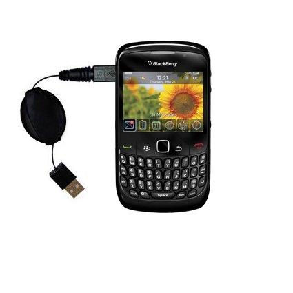 Retractable USB Cable for the Blackberry Curve 8500 with Power Hot Sync and Charge capabilities - uses Gomadic TipExchange Technology
