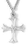 Rhodium Plated Pewter Fleur Cross Pendant by Bob Siemon, 18"