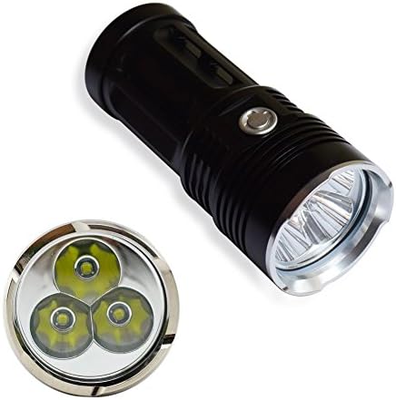 FirstRank Super Bright 3 x CREE-T6 LED 3800LM 3 Modes Waterproof Indoor Outdoor Campping Caving Climbing Hunting Cycling Fishing Flashlight Torch (Black/White)
