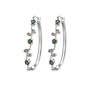 14k White Gold Emerald and Diamond Vine Hoop Earrings
