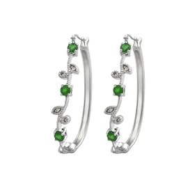Buy 14k White Gold Emerald and Diamond Vine Hoop Earrings by Amazon.com Collection