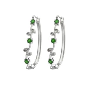 Buy 14k White Gold Emerald and Diamond Vine Hoop Earrings by Amazon.com Collection