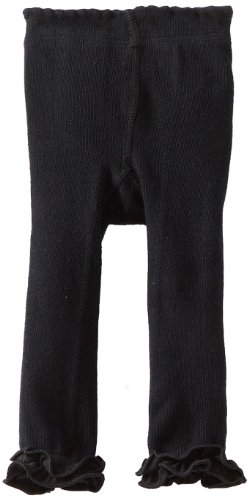 Jefferies Socks Baby-Girls Infant Pima Ruffle Footless Tight, Black, 0-6 Months