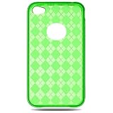 TPU Skin Cover for Apple iPhone 4, Argyle Clear Green
