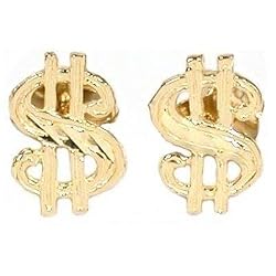 14K YG Earrings $ Dollar Sign Money Jewelry