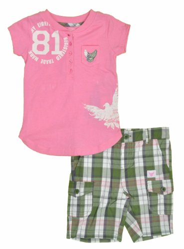  Company 81 "Light Pink & Green Plaid" Toddler Girls 2Pc Bermuda Set